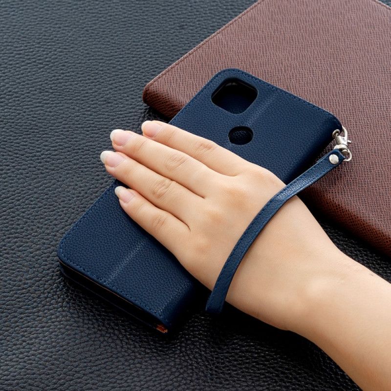 Lederhüllen Für Xiaomi Redmi 9C Schwarz Schrägklappe Der Litschi
