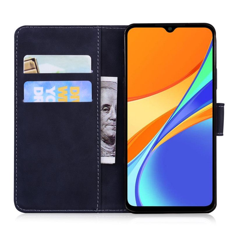 Lederhüllen Für Xiaomi Redmi 9C Schwarz Tigergesichtsdruck