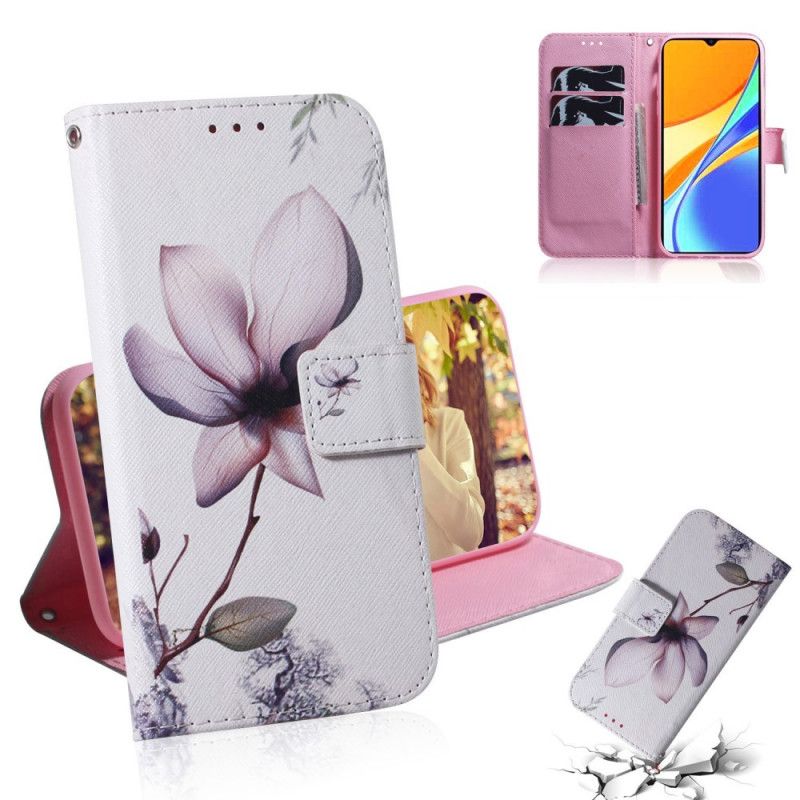 Lederhüllen Xiaomi Redmi 9C Handyhülle Alte Rosenblüte