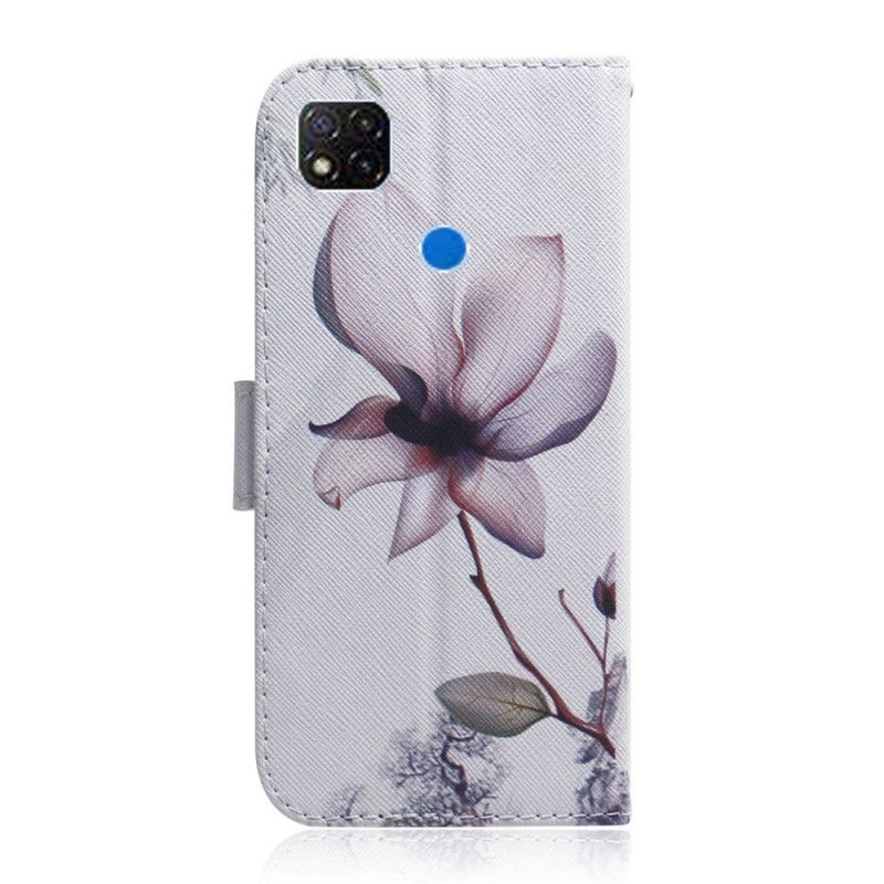 Lederhüllen Xiaomi Redmi 9C Handyhülle Alte Rosenblüte