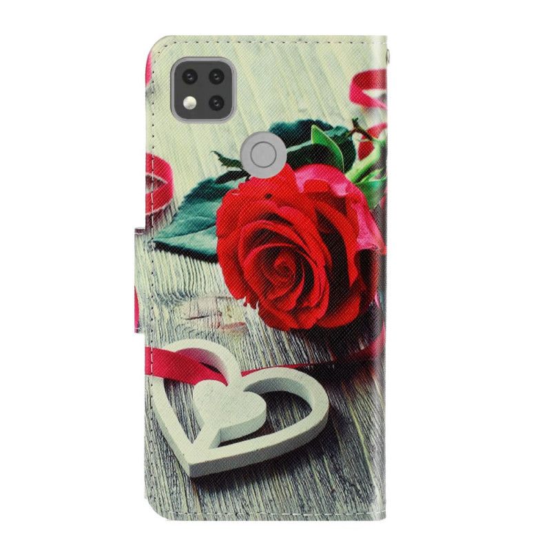 Lederhüllen Xiaomi Redmi 9C Handyhülle Romantische Rose Mit Tanga