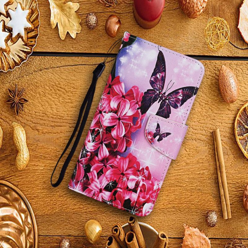Lederhüllen Xiaomi Redmi 9C Handyhülle Schmetterlinge Im Zaubergarten