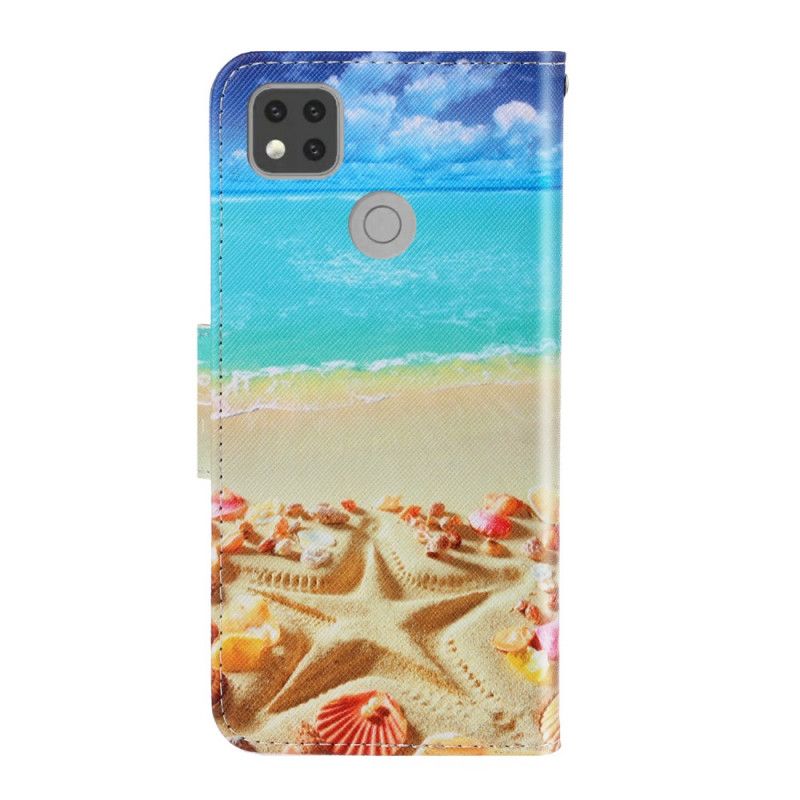 Lederhüllen Xiaomi Redmi 9C Handyhülle Strap Beach