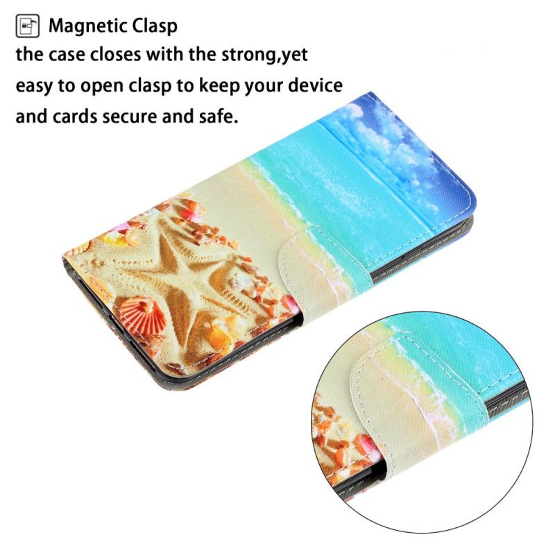 Lederhüllen Xiaomi Redmi 9C Handyhülle Strap Beach