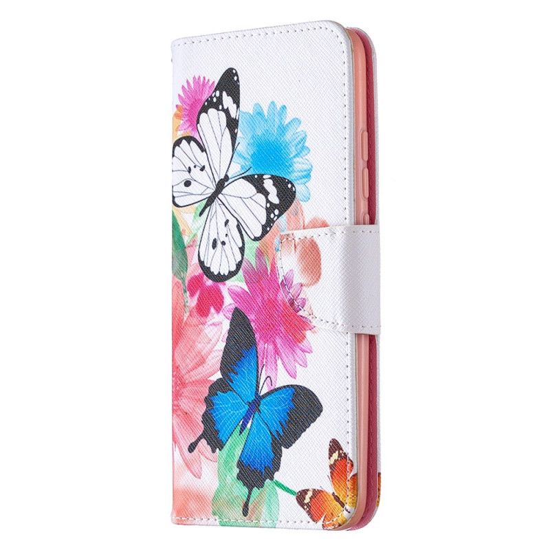 Lederhüllen Xiaomi Redmi 9C Magenta Erstaunliche Bunte Schmetterlinge