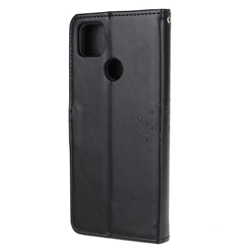 Lederhüllen Xiaomi Redmi 9C Schwarz Baum- Und Tanga-Eulen