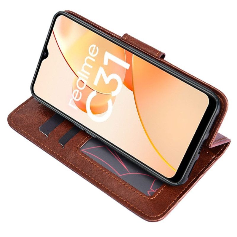 Flip Case Für Realme C31 Vintage-kunstleder