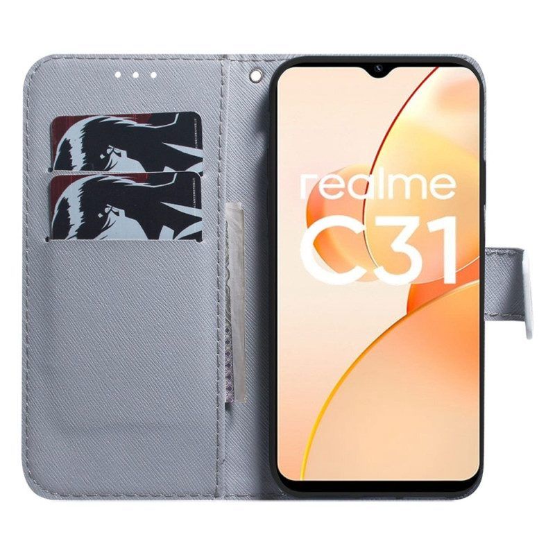 Lederhüllen Für Realme C31 Löwenkopf