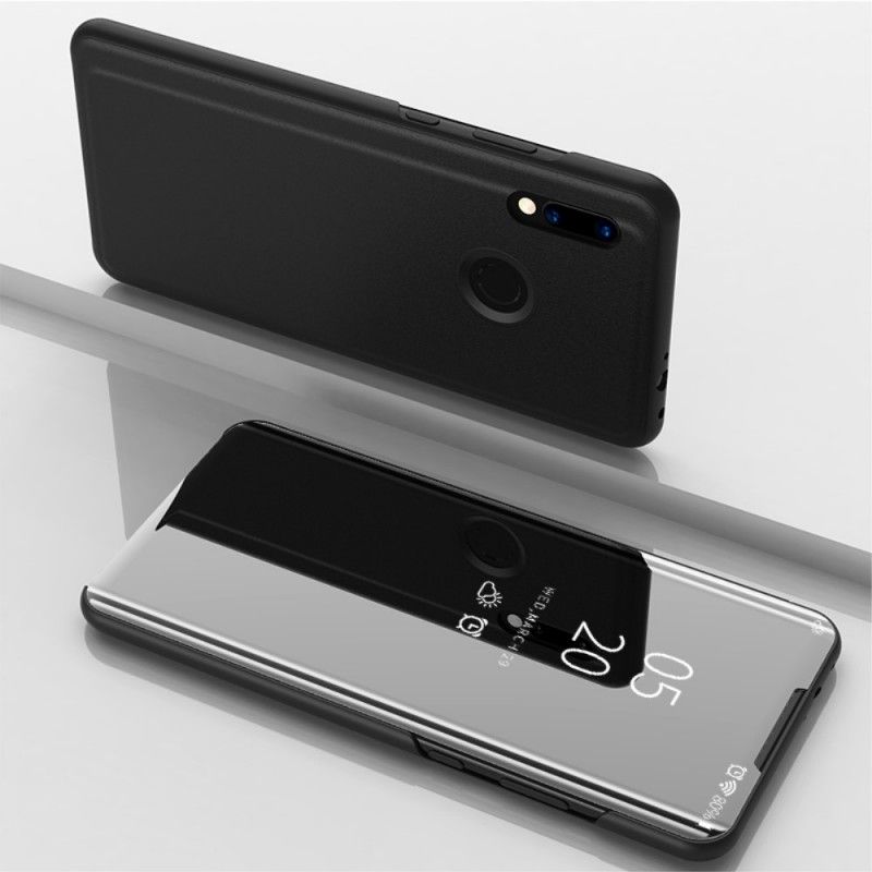 Ansichtsabdeckung Xiaomi Redmi Note 7 Schwarz Spiegel Und Kunstleder