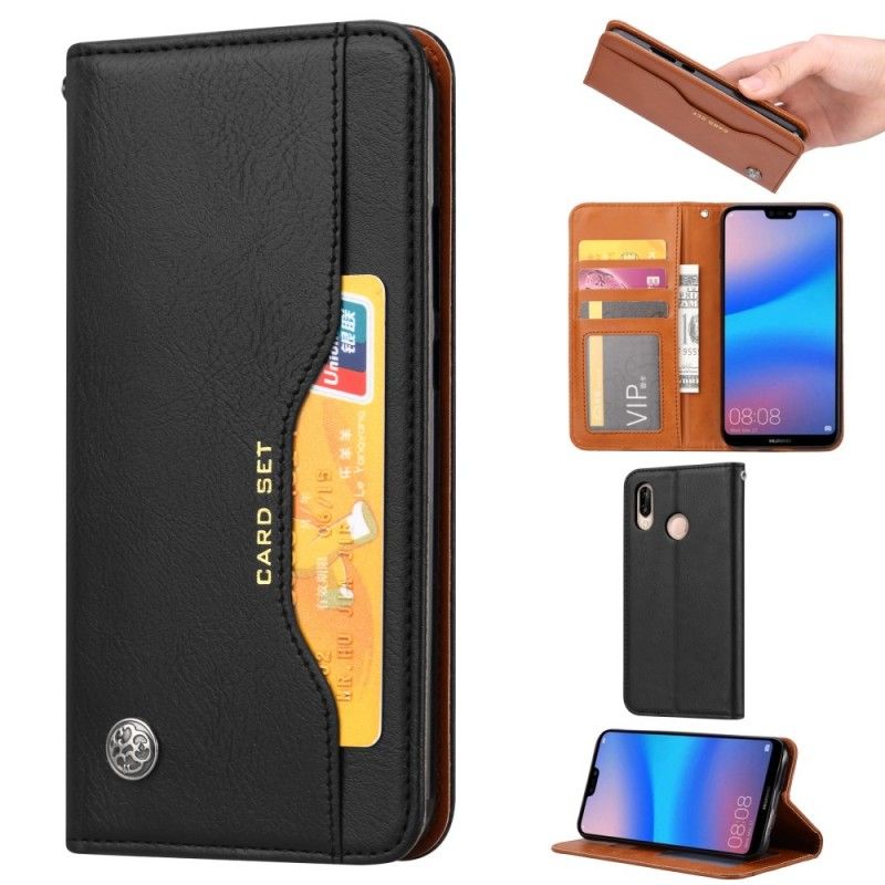 Flip Case Für Xiaomi Redmi Note 7 Schwarz Kartenhalter Aus Kunstleder