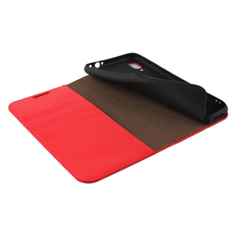 Flip Case Xiaomi Redmi Note 7 Schwarz Echtes Gealtertes Leder