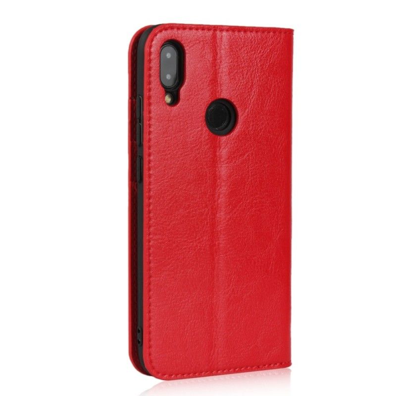 Flip Case Xiaomi Redmi Note 7 Schwarz Echtes Gealtertes Leder