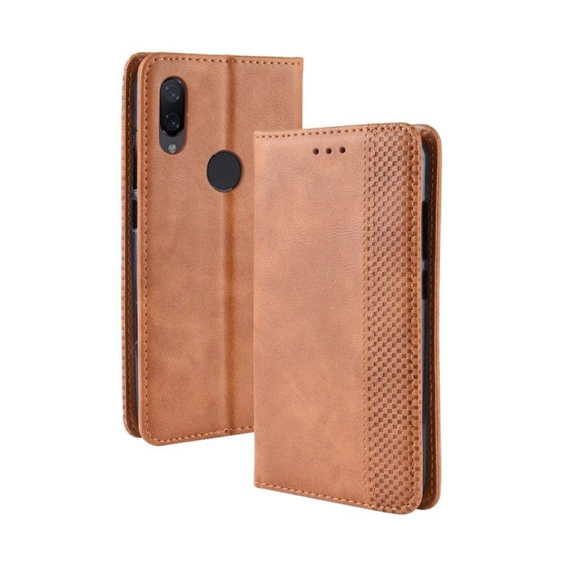 Flip Case Xiaomi Redmi Note 7 Schwarz Stilisierter Vintage-Ledereffekt