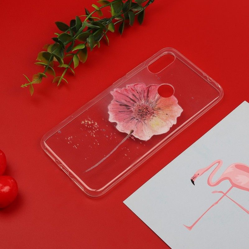 Hülle Für Xiaomi Redmi Note 7 Transparente Aquarellmohnblume