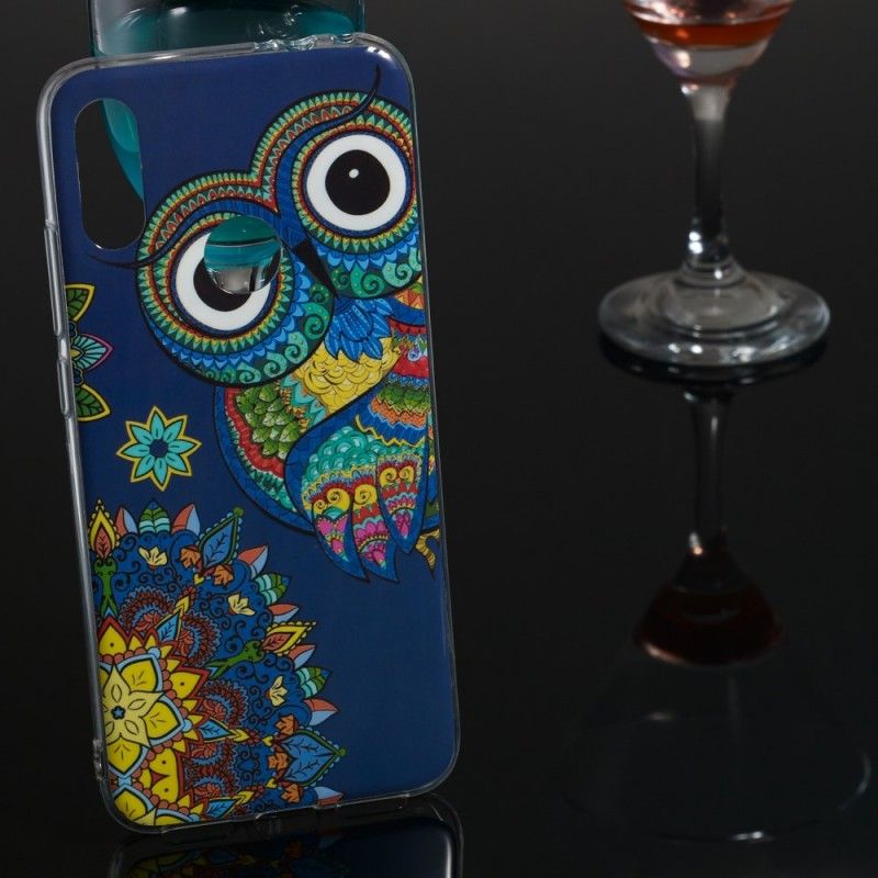 Hülle Xiaomi Redmi Note 7 Handyhülle Fluoreszierende Mandala-Eule