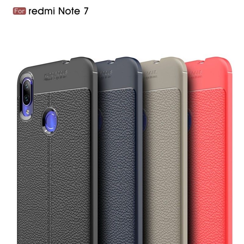 Hülle Xiaomi Redmi Note 7 Schwarz Doppellinien-Litschileder-Effekt