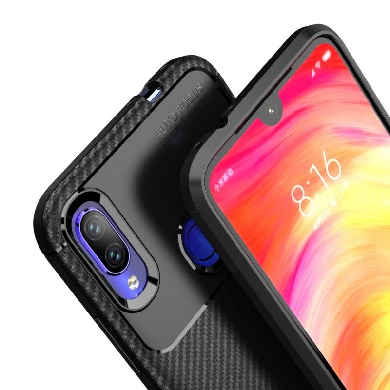 Hülle Xiaomi Redmi Note 7 Schwarz Flexible Kohlefasertextur