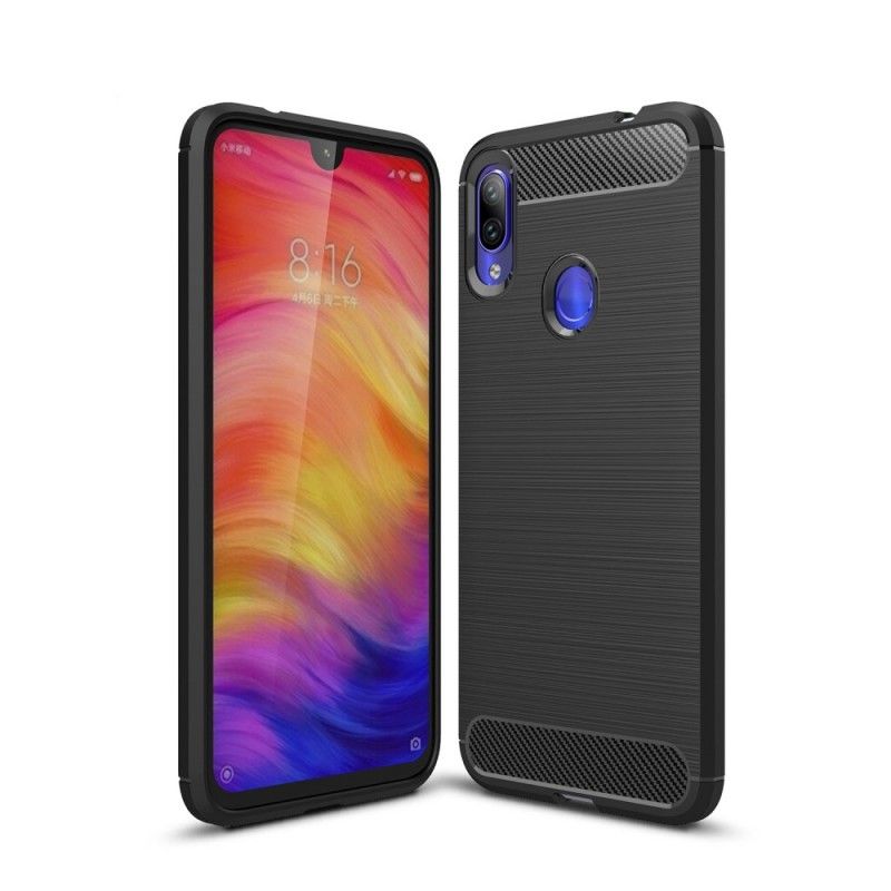 Hülle Xiaomi Redmi Note 7 Schwarz Gebürstete Kohlefaser