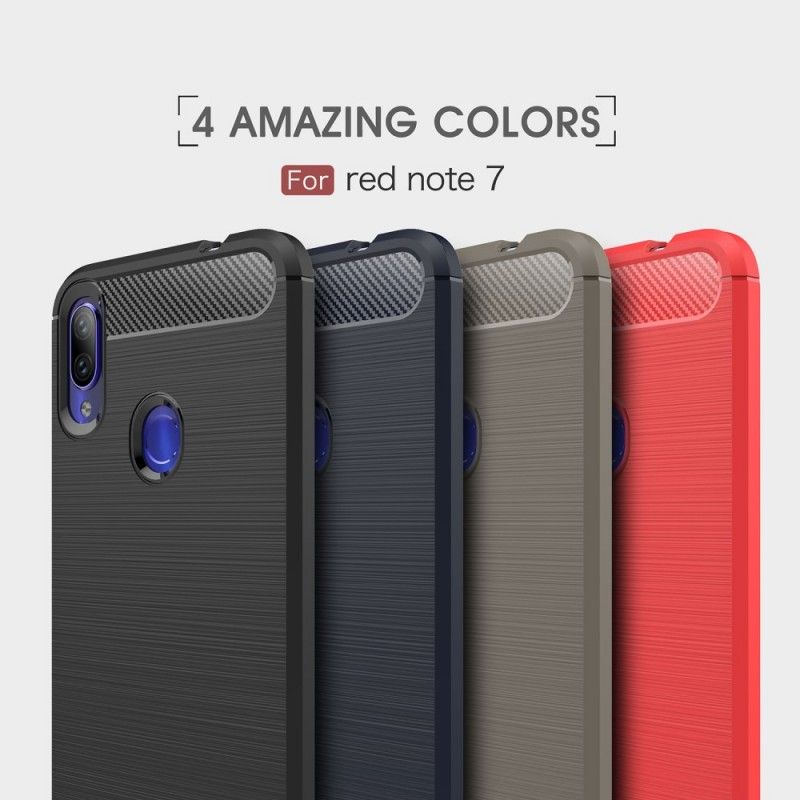Hülle Xiaomi Redmi Note 7 Schwarz Gebürstete Kohlefaser