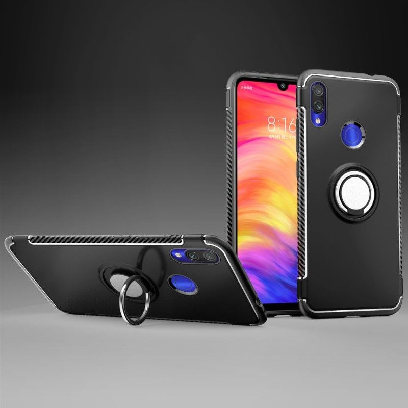 Hülle Xiaomi Redmi Note 7 Schwarz Handyhülle Kohlefaserring