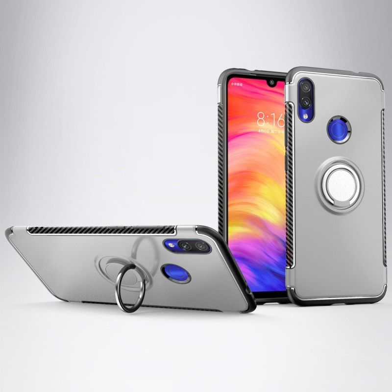 Hülle Xiaomi Redmi Note 7 Schwarz Handyhülle Kohlefaserring