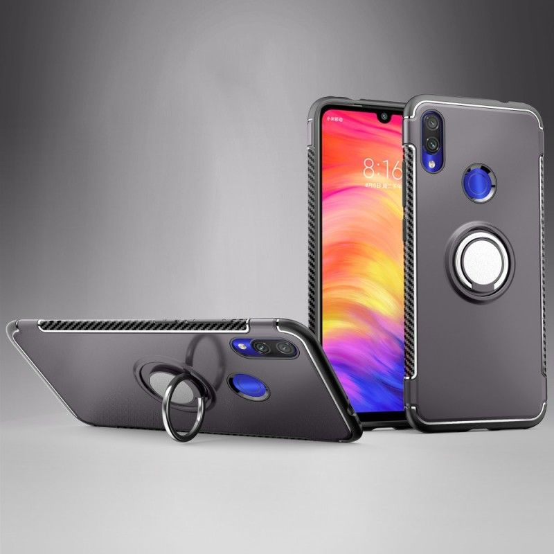 Hülle Xiaomi Redmi Note 7 Schwarz Handyhülle Kohlefaserring