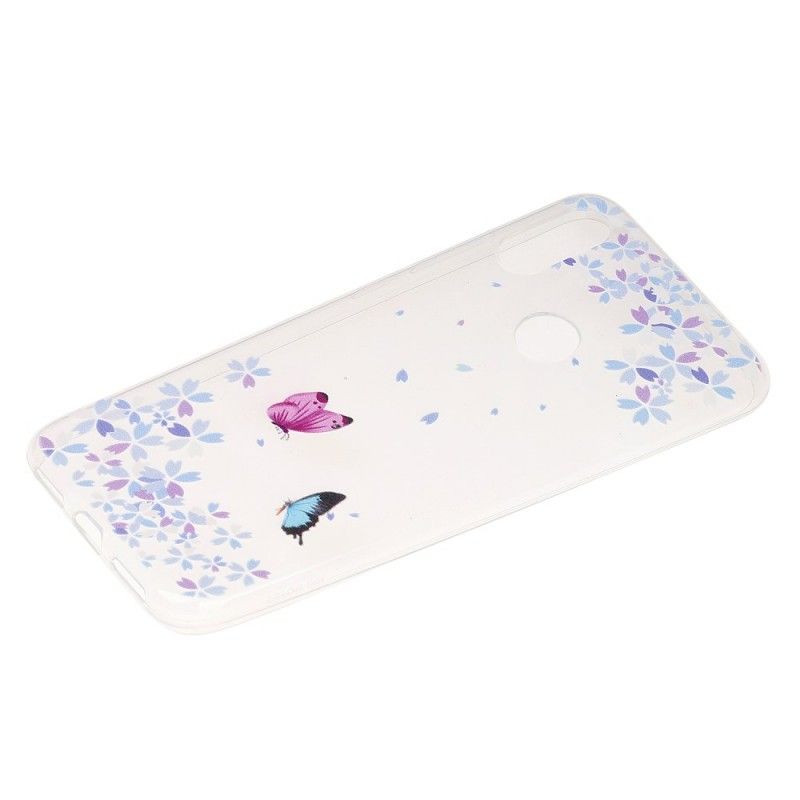 Hülle Xiaomi Redmi Note 7 Transparente Schmetterlinge Und Blumen