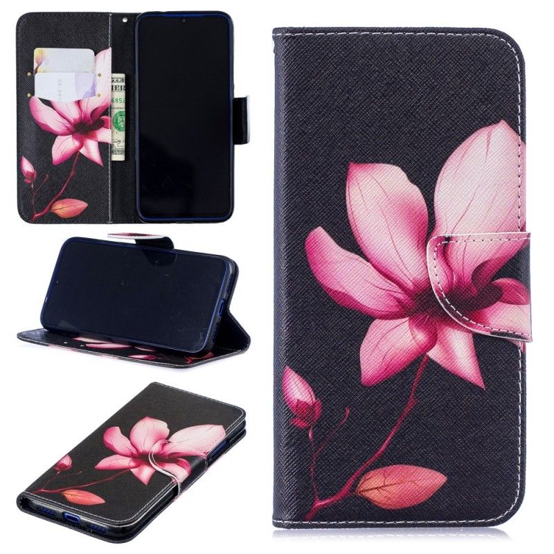 Lederhüllen Xiaomi Redmi Note 7 Handyhülle Rosa Blume