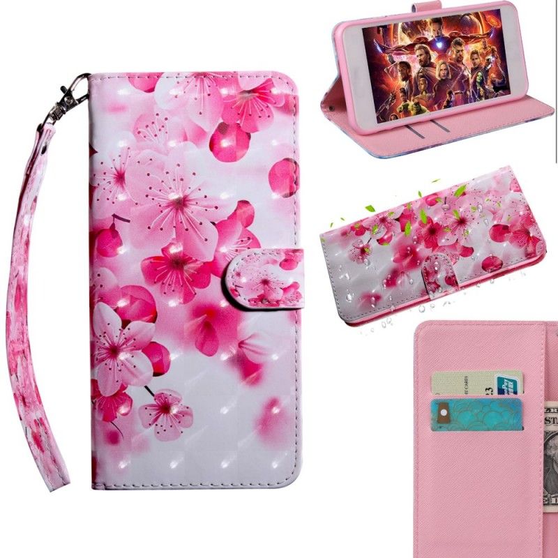 Lederhüllen Xiaomi Redmi Note 7 Handyhülle Rosa Blüten