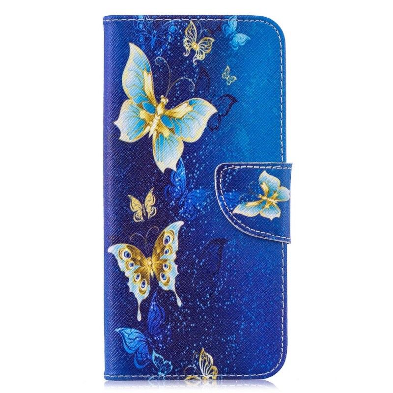 Lederhüllen Xiaomi Redmi Note 7 Magenta Handyhülle Schmetterlinge In Der Nacht