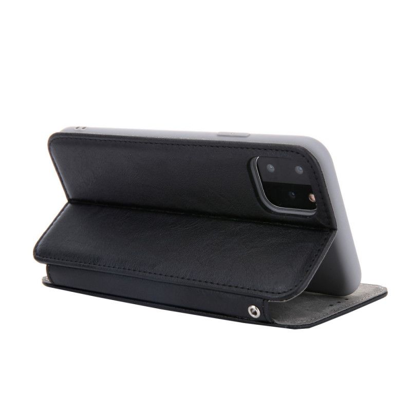 Flip Case Für iPhone 11 Pro Max Braun Finesse Leder Stil