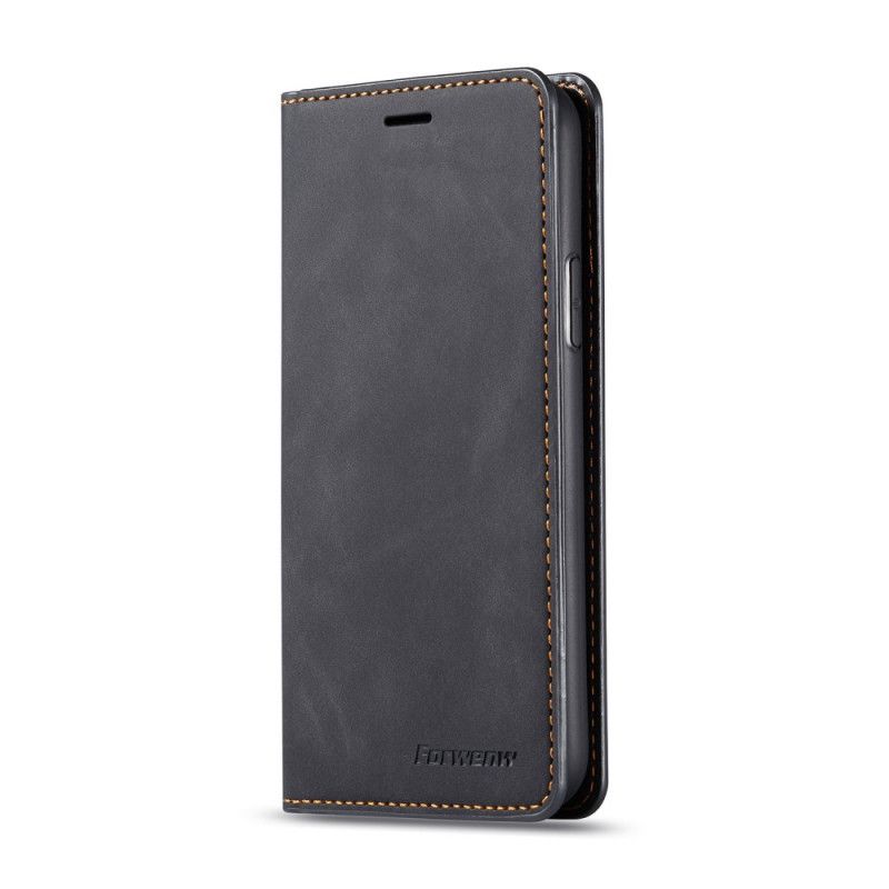 Flip Case Für iPhone 11 Pro Max Schwarz Forwenw Ledereffekt