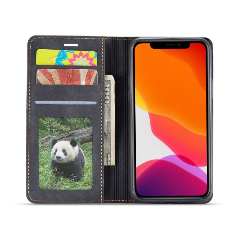 Flip Case Für iPhone 11 Pro Max Schwarz Forwenw Ledereffekt