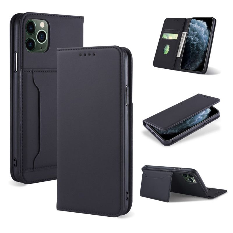 Flip Case Für iPhone 11 Pro Max Schwarz Inhaber Einer Unterstützungskarte