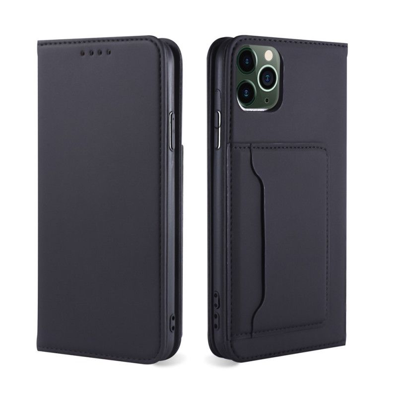 Flip Case Für iPhone 11 Pro Max Schwarz Inhaber Einer Unterstützungskarte