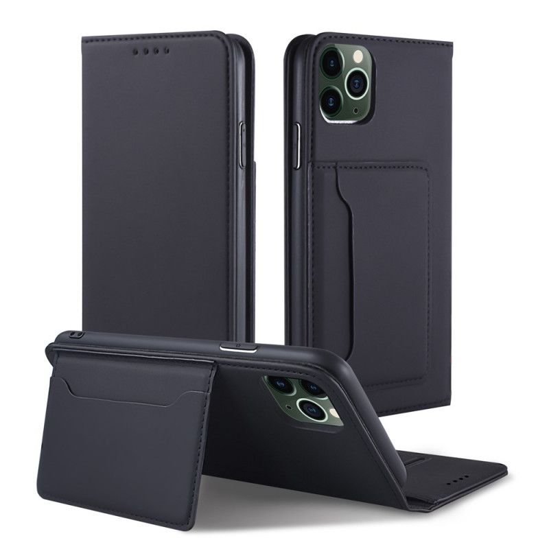 Flip Case Für iPhone 11 Pro Max Schwarz Inhaber Einer Unterstützungskarte