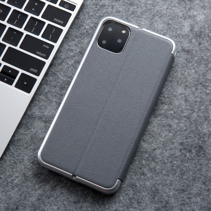 Flip Case iPhone 11 Pro Max Golden Handyhülle Kunstleder Mit Metallischen Kanten