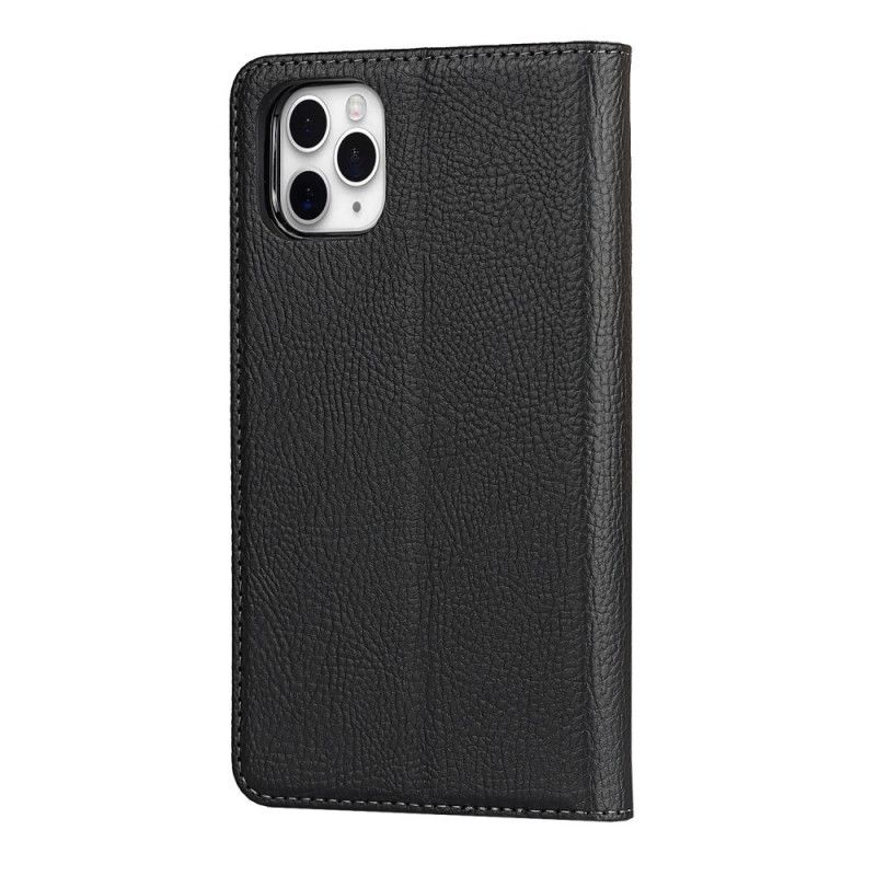 Flip Case iPhone 11 Pro Max Schwarz Abnehmbare Schale Aus Echtem Litschileder