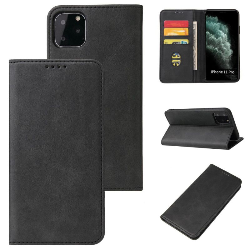 Flip Case iPhone 11 Pro Max Schwarz Business Style Plus Ledereffekt