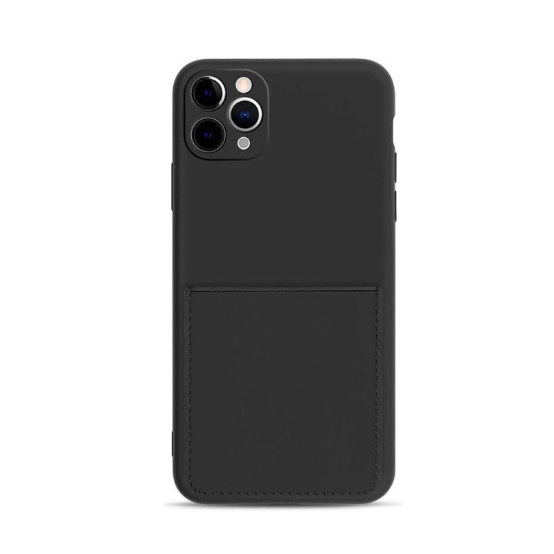 Hülle Für iPhone 11 Pro Max Schwarz Kartenhalter Aus Silikon Und Kunstleder