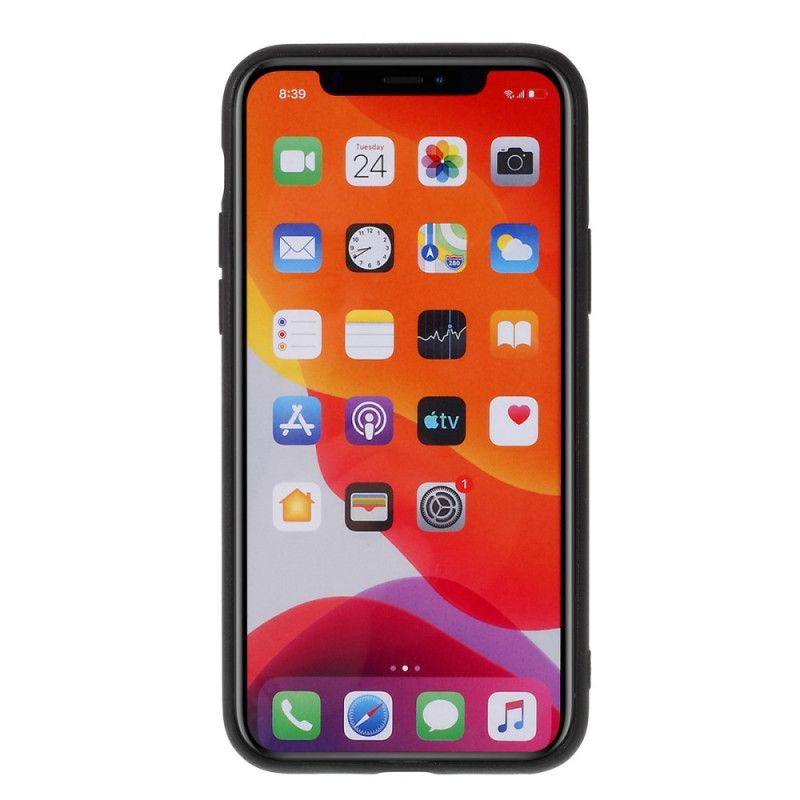 Hülle Für iPhone 11 Pro Max Schwarz Mutierter Ledereffekt