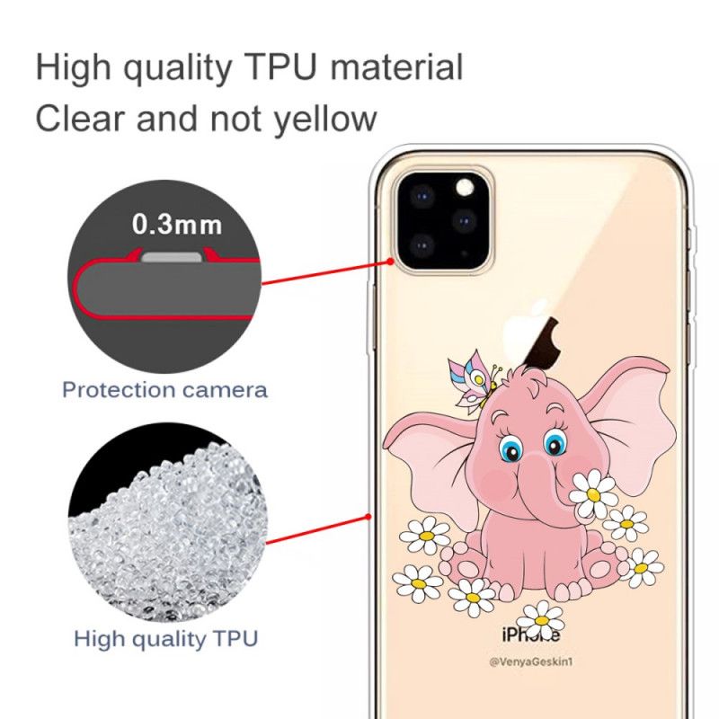 Hülle Für iPhone 11 Pro Max Transparenter Rosa Elefant