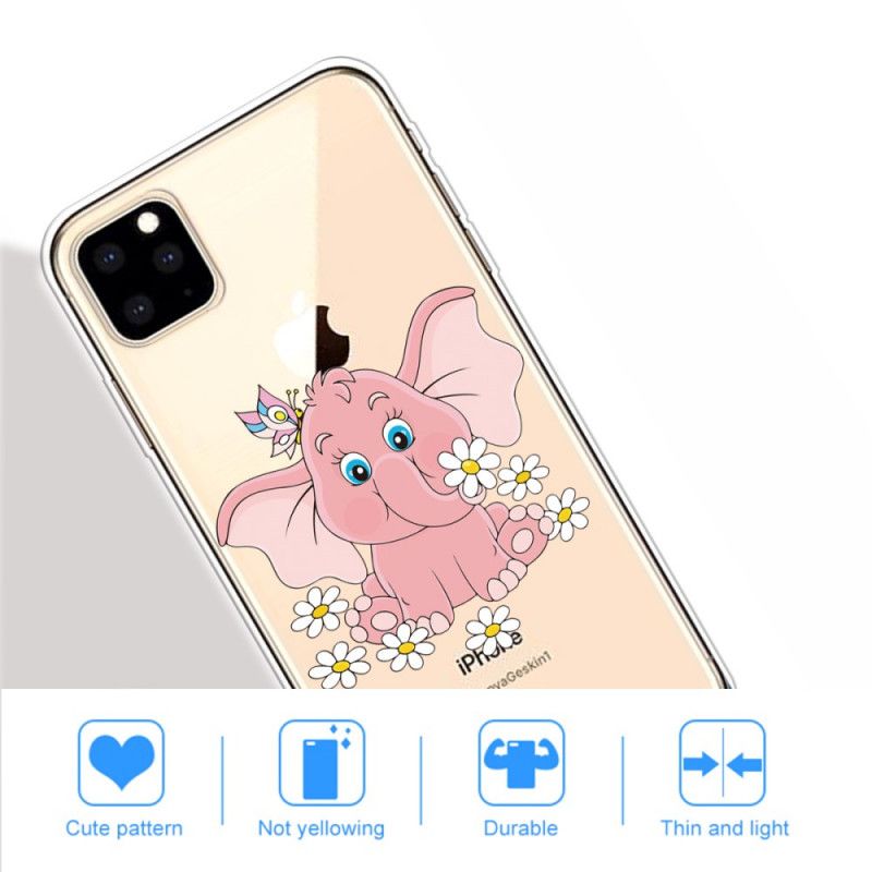 Hülle Für iPhone 11 Pro Max Transparenter Rosa Elefant