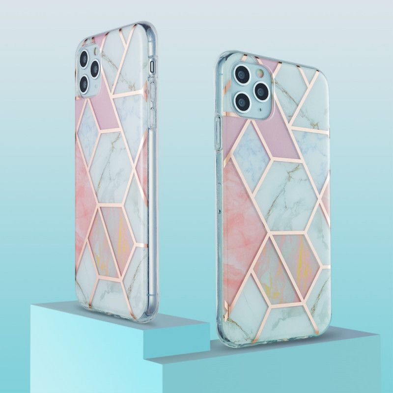 Hülle Für iPhone 11 Pro Max Weiß Geometrie Aus Silikonmarmor