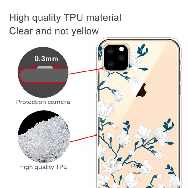 Hülle Für iPhone 11 Pro Max Weiße Blüten