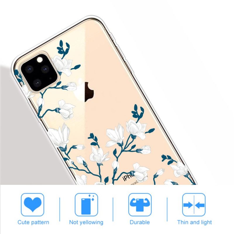 Hülle Für iPhone 11 Pro Max Weiße Blüten