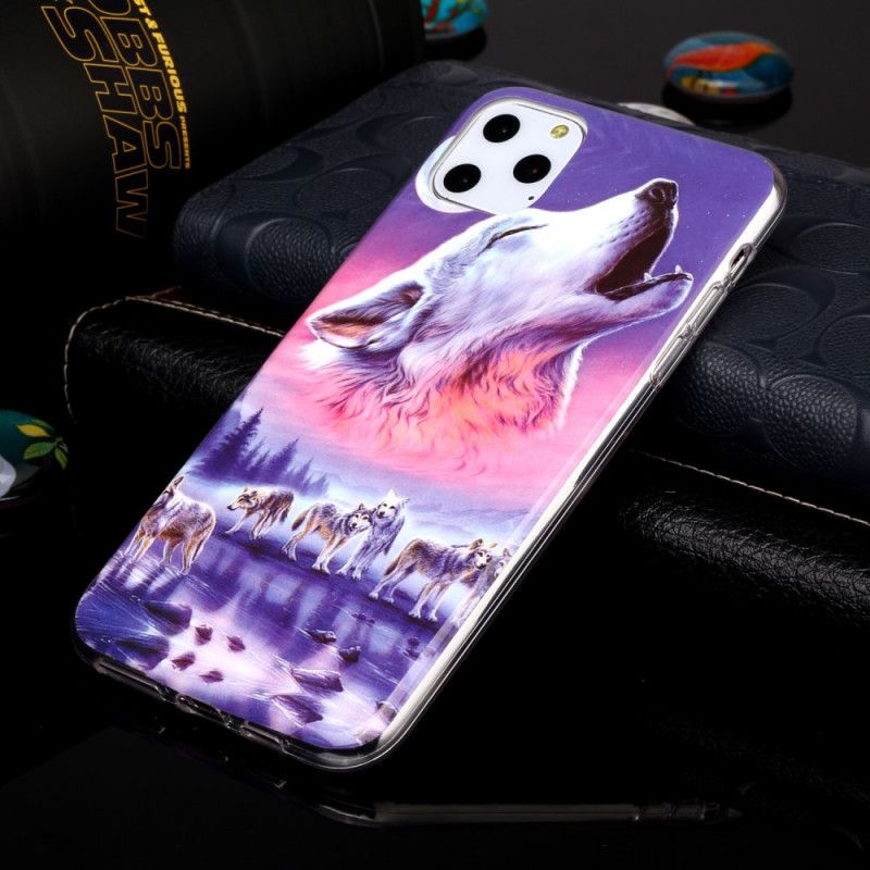 Hülle iPhone 11 Pro Max Fluoreszierender Wolf