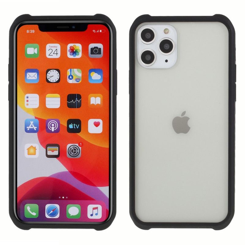 Hülle iPhone 11 Pro Max Gehärtetes Glas Und Silikon Mit Siebfolie