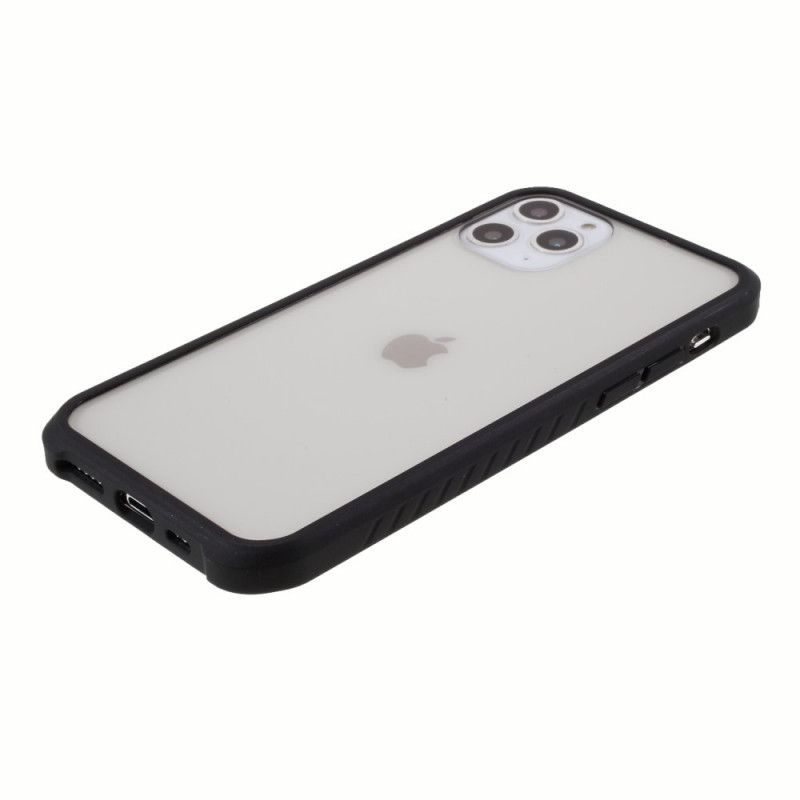 Hülle iPhone 11 Pro Max Gehärtetes Glas Und Silikon Mit Siebfolie