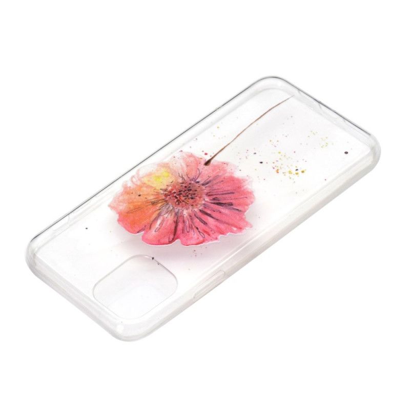 Hülle iPhone 11 Pro Max Handyhülle Transparente Aquarellmohnblume